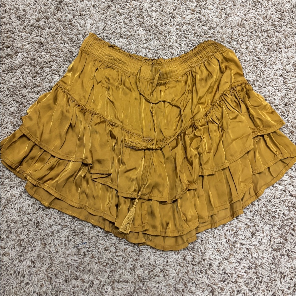 Aerie Ruffled Mustard Yellow Skirt